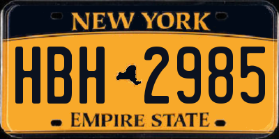 NY license plate HBH2985