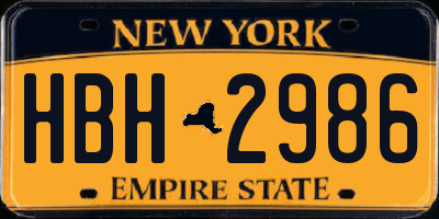 NY license plate HBH2986