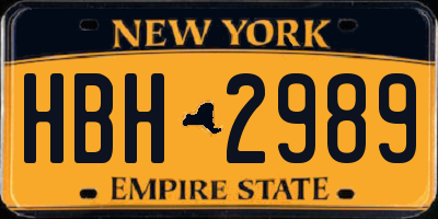 NY license plate HBH2989