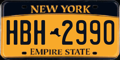 NY license plate HBH2990