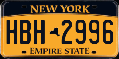 NY license plate HBH2996