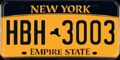 NY license plate HBH3003