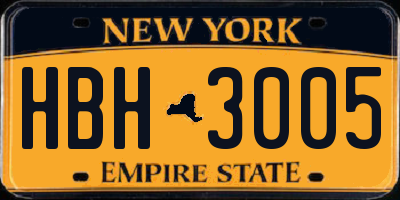 NY license plate HBH3005