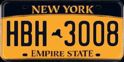 NY license plate HBH3008