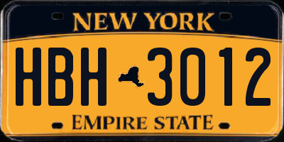 NY license plate HBH3012