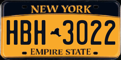 NY license plate HBH3022