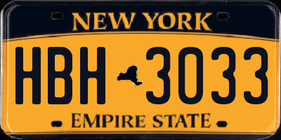 NY license plate HBH3033