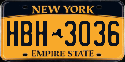NY license plate HBH3036