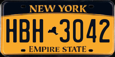 NY license plate HBH3042