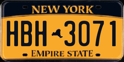 NY license plate HBH3071