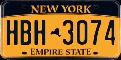 NY license plate HBH3074