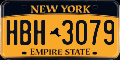 NY license plate HBH3079