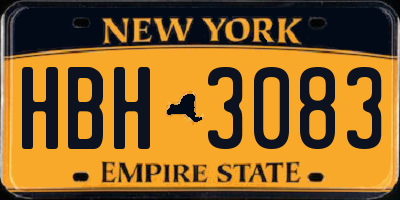 NY license plate HBH3083