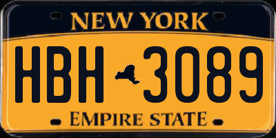 NY license plate HBH3089