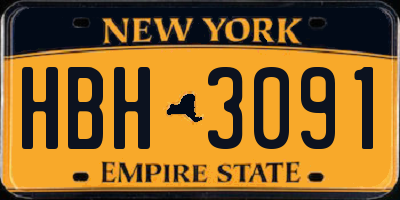 NY license plate HBH3091