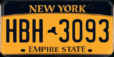 NY license plate HBH3093