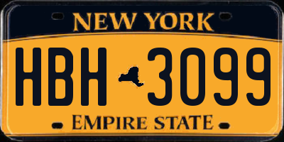 NY license plate HBH3099