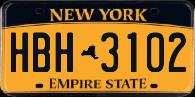 NY license plate HBH3102