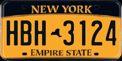 NY license plate HBH3124