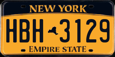 NY license plate HBH3129