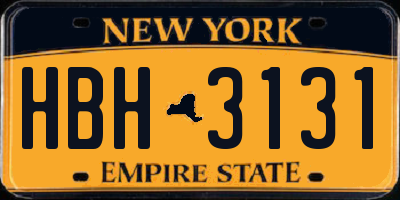 NY license plate HBH3131