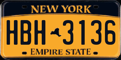NY license plate HBH3136