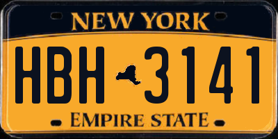 NY license plate HBH3141