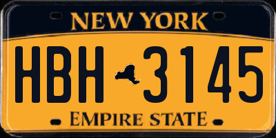 NY license plate HBH3145