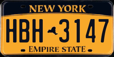 NY license plate HBH3147