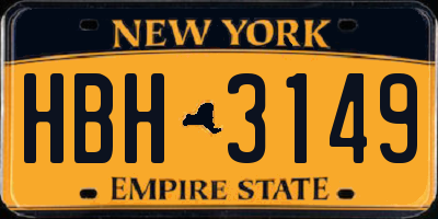 NY license plate HBH3149