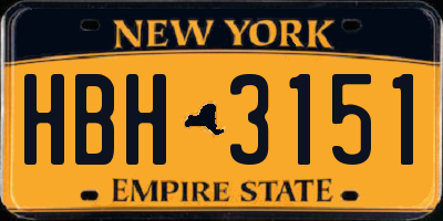 NY license plate HBH3151