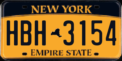 NY license plate HBH3154