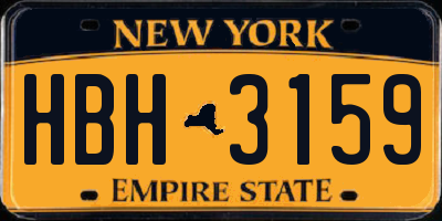 NY license plate HBH3159