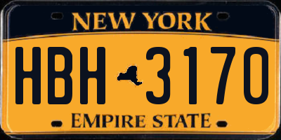 NY license plate HBH3170