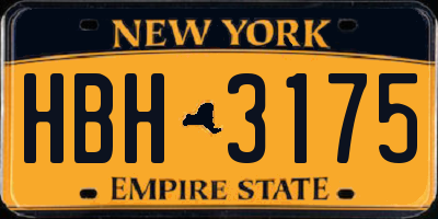 NY license plate HBH3175