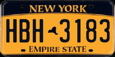 NY license plate HBH3183