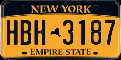 NY license plate HBH3187