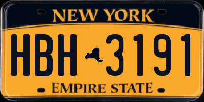 NY license plate HBH3191