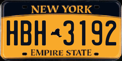 NY license plate HBH3192