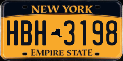 NY license plate HBH3198