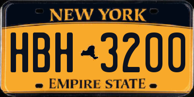 NY license plate HBH3200