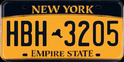 NY license plate HBH3205