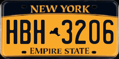 NY license plate HBH3206