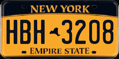 NY license plate HBH3208