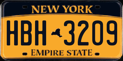 NY license plate HBH3209