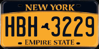 NY license plate HBH3229