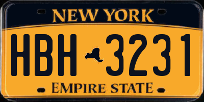 NY license plate HBH3231