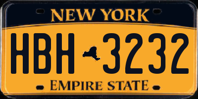 NY license plate HBH3232