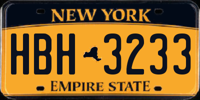 NY license plate HBH3233
