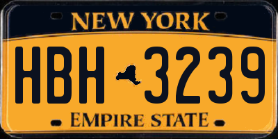 NY license plate HBH3239
